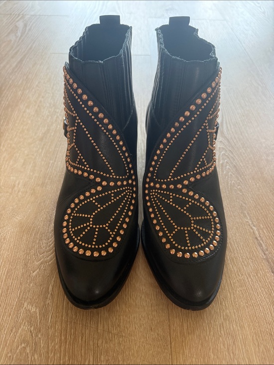Sophia Webster Shoes - Sophia Webster Black Ankle Boots with Rose Gold Studs